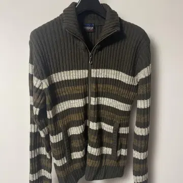 N.C.F.M. 스트라이프 패턴 더블 지퍼 드라이버즈 니트 사이즈 48