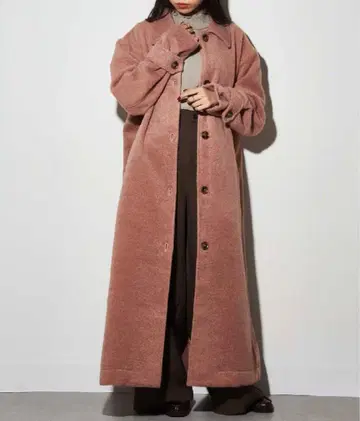 샤기 롱 코트 코트 핑크 코트 롱 코트 아우터