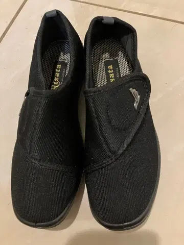 간호용 블랙 슬립온 슈즈 벨크로 테이프식