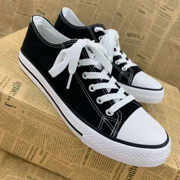 새상품 남성용 26.0cm 경량 폭넓은 캔버스 스니커즈 블랙 1980D