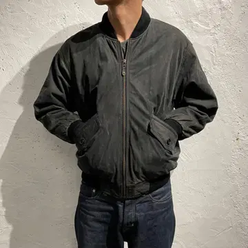 90s 빈티지 카우 레더 봄버 자켓 천연 가죽 MA-1 블루종