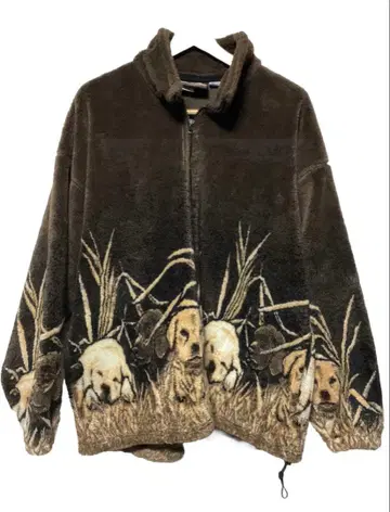 빈티지 강아지 디자인 플리스 자켓 L XL