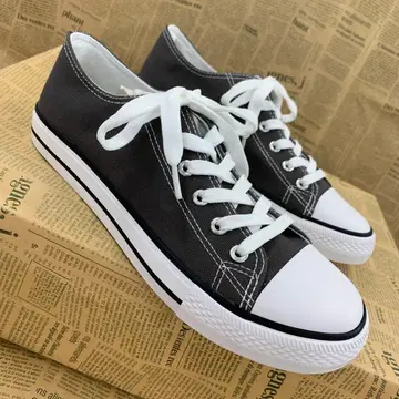 새상품 남성용 26.0cm 경량 폭넓은 캔버스 스니커즈 그레이 1980D