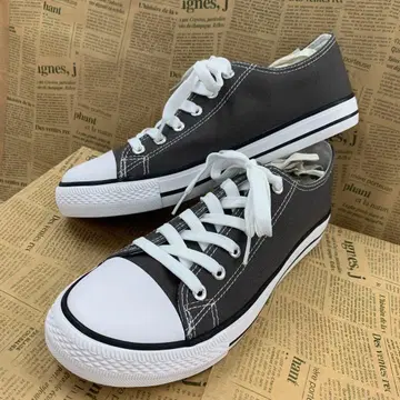 새상품 남성용 27.0cm 경량 폭넓은 캔버스 스니커즈 그레이 1980D