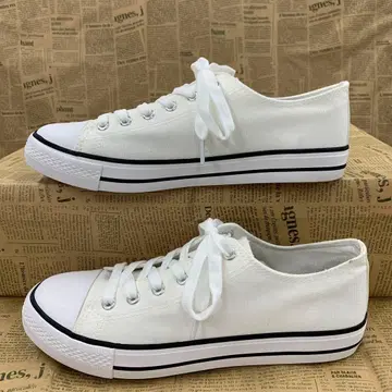 새상품 남성용 26.5cm 경량 폭넓은 캔버스 스니커즈 화이트 1980D