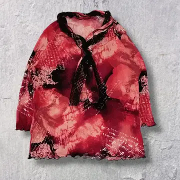 90s-00s VIANTE 상의 아트 패턴 페어리 그런지 Y2K