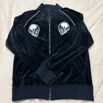 도크로스컬 자수 블랙 벨벳 벨로아 저지