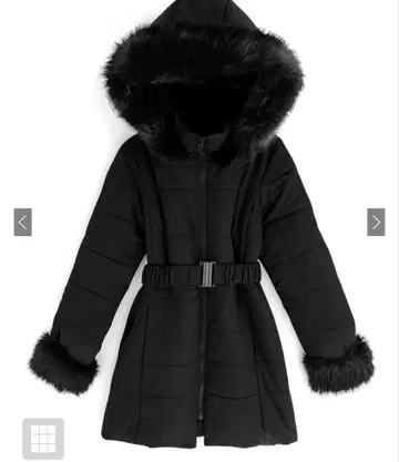 그레일 벨트 포함 퍼 다운 코트 kd13