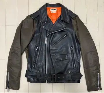 ONIKI 더블 라이더 자켓 블랙 카키