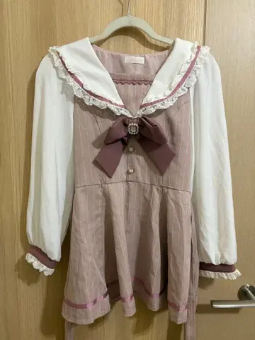 LIZLISA 리즈리사 세일러 카라 셋업 긴팔 핑크