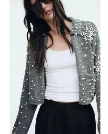 ZARA 펄 비즈 니트 가디건 S 사이즈