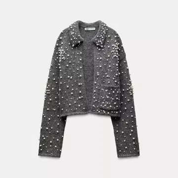 ZARA 펄 비즈 니트 가디건 S 사이즈