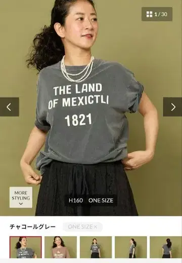 Freada 플로키 프린트 빅 T셔츠 차콜 그레이