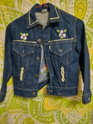 미국 USA 빈티지 버섯 & 꽃 패턴 자수 G 자켓