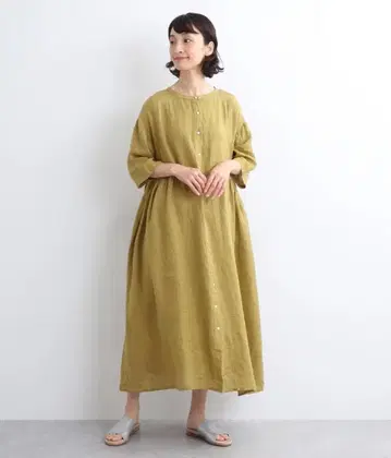 08맵 08Mab 린넨 샴브레이 개더 절개 원피스