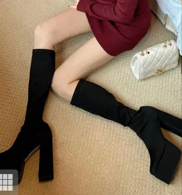 SALE GRL 울트라 스트레치 청키힐 롱 부츠 24.0