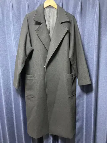 Lui's 하이퀄리티 멜톤 오버코트 블랙