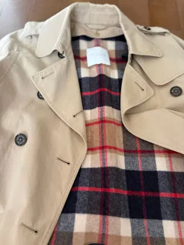 매킨토시 철학 베이지 트렌치코트 체크 안감 40