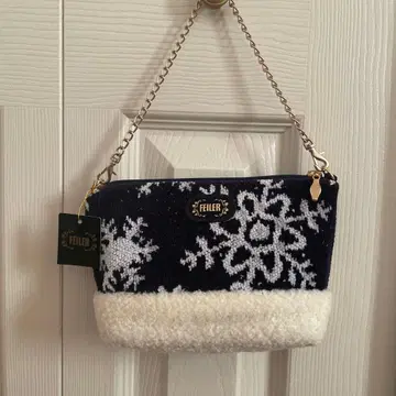 새상품 FEILER 페이러 스노우 크리스탈 눈꽃 파우치 백 체인 포함
