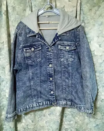 4L 후드 부착 데님 자켓