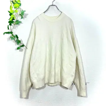 GU 니트 스웨터 M 드롭 숄더 루즈핏 화이트