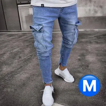 [ 오샤레 작업옷 ] 데님 테이퍼드 팬츠 하의 남성용 데님 팬츠