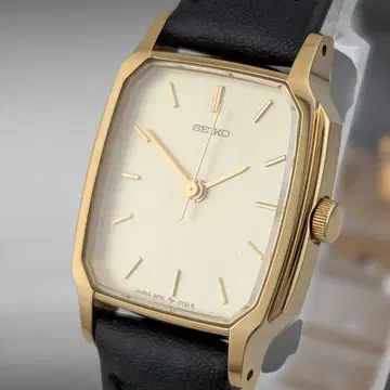 [ 새상품 배터리/벨트 작동 ] 세이코 골드 케이스 3바늘 렉탱귤러