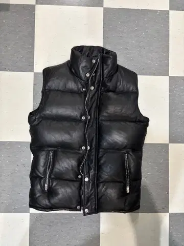 가죽 다운 베스트 블랙