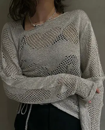 [ knuth marf ] asymmetry sheer lame knit