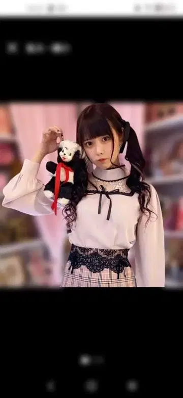 핑크 레이스 긴팔 블라우스 pium