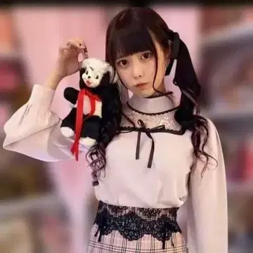 핑크 레이스 긴팔 블라우스 pium