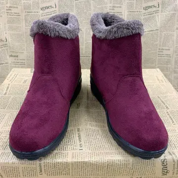 새상품 여성용 24.0cm 보아 안감 사선 지퍼 숏부츠 빨간색 6432