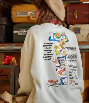 500) Kellogg's 케로 속기모 맨투맨 빅 프린트 트레이닝복