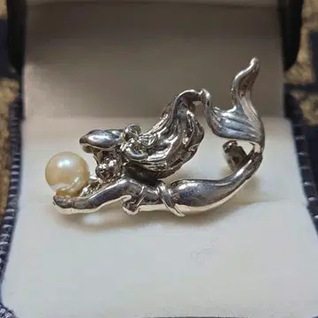 [ 아리엘 ] 실버 인어 모티브 참 진주 포함