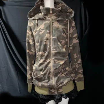 헤이세이 갸루 Y2K 그런지 카모플라쥬 후드티 헤이세이 초기 다크코어