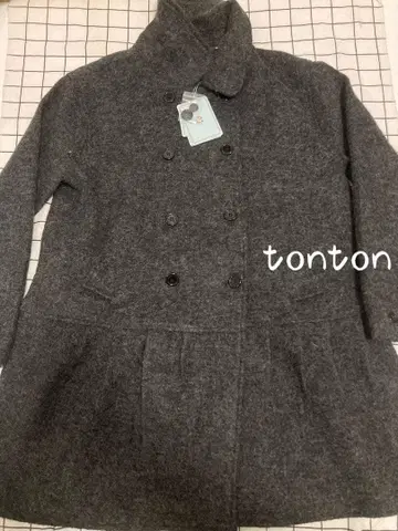 Coyseio 다크 그레이 더블 브레스트 롱 코트