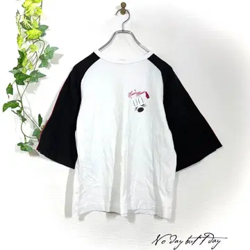 디즈니 미니 마우스 래글런 T셔츠(M) 7부 소매 와이드 슬리브