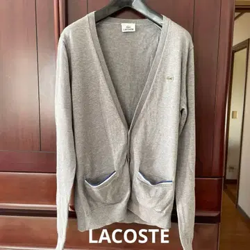 LACOSTE 그레이 V넥 가디건 사이즈 2