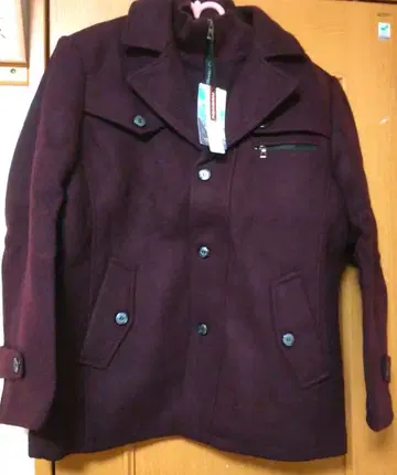 와인 레드 더블 브레스트 체스터 코트