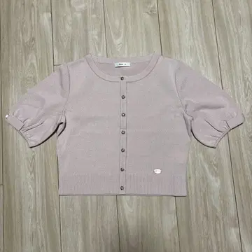 르네 Rene 숏 기장 반팔 가디건 리본 핑크