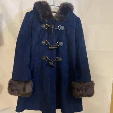 CECIL McBEE 네이비 퍼 후드 더플 코트