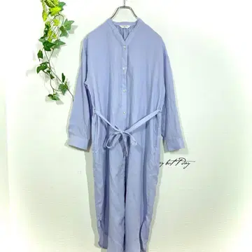 사만다 모스모스 블루 스탠드 카라 롱 셔츠 원피스(F) 루즈핏 긴팔