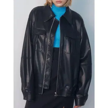 EMODA 오버 사이즈 블랙 합성 피혁 자켓