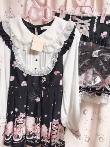 LIZLISA Afternoontea 패턴 셋업 블랙 애프터눈 리즈리사