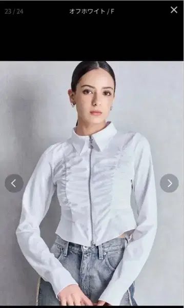 GYDA W ZIP 개더 타이트 셔츠