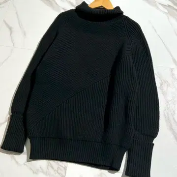 SATORU SASAKI 사토루 사사키 울 케이블 터틀 니트 블랙