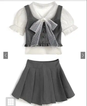 도트 무늬 튤 보타이 블라우스 x 프릴 뷔스티에 x 레이스[ks128]