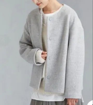 그린 라벨 릴랙싱 울 노카라 숏 코트