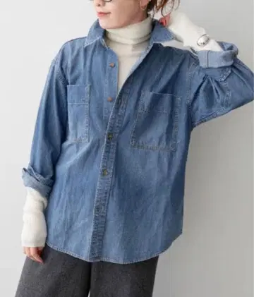 택 포함 새상품 이번 시즌 스픽 앤 스팬 라이트 온스 데님 셔츠