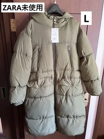 ZARA 미사용! 후드 부착 롱 다운 코트 L 사이즈